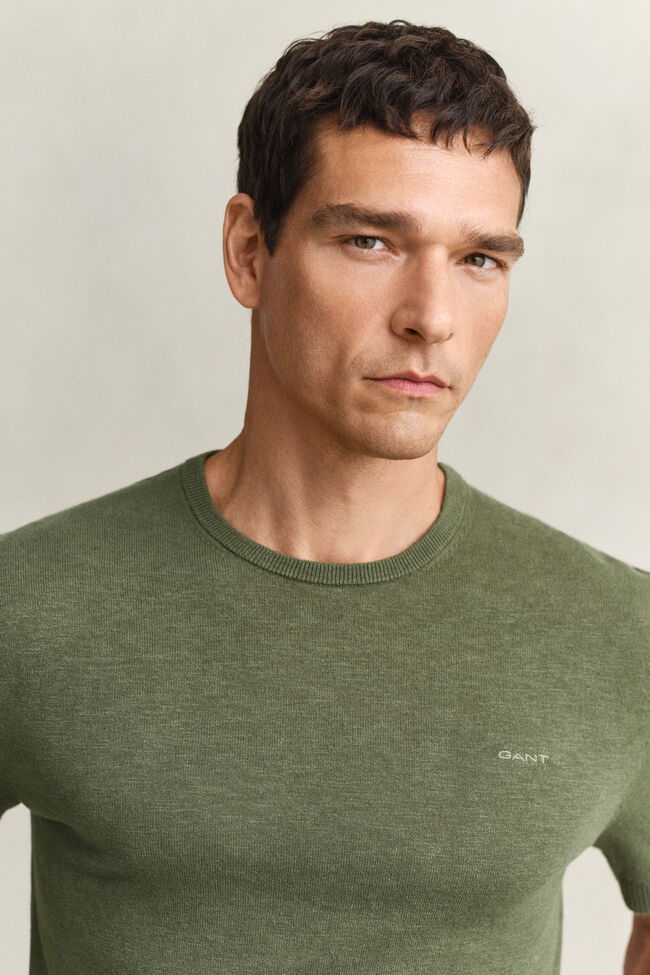 Kort&auml;rmad tr&ouml;ja i grovspunnen bomullsblandning