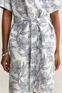 Blommig skjortkl&auml;nning i linne