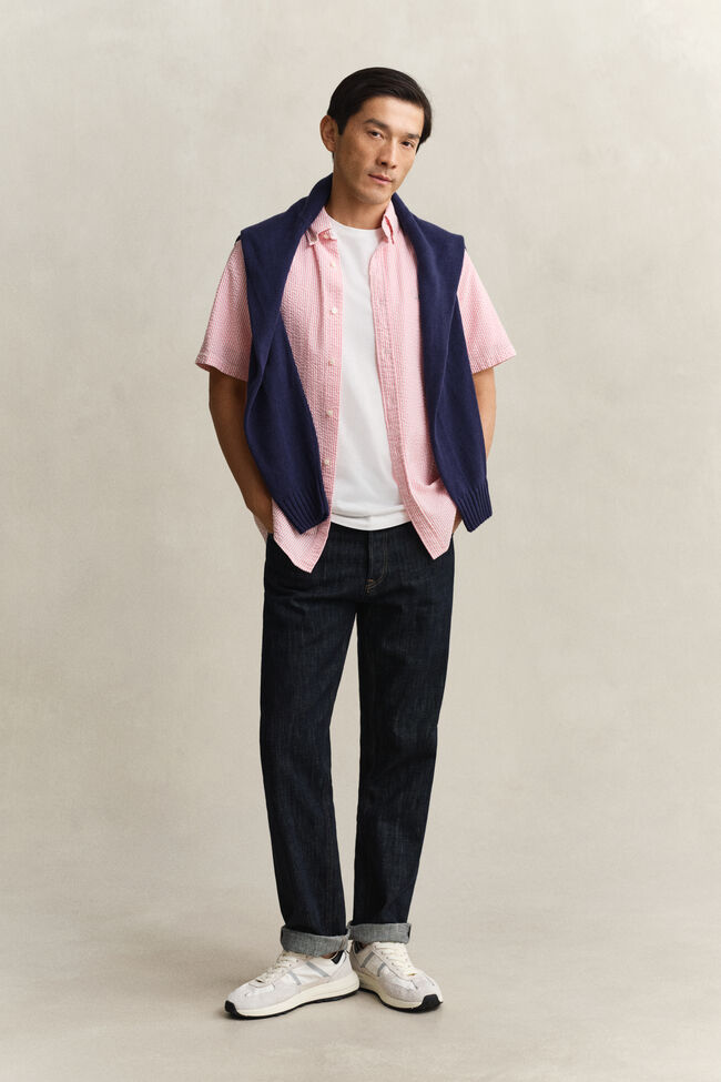 Randig kort&auml;rmad skjorta i b&auml;ckeb&ouml;lja