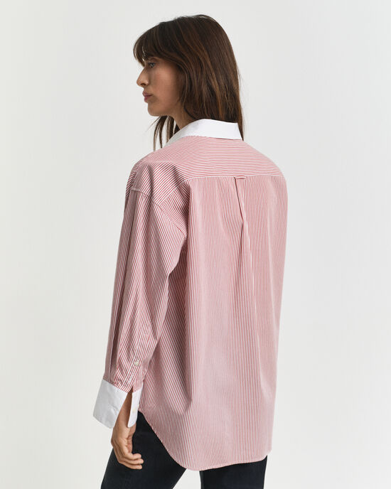 Oversized fit randig skjorta med kontrastkrage