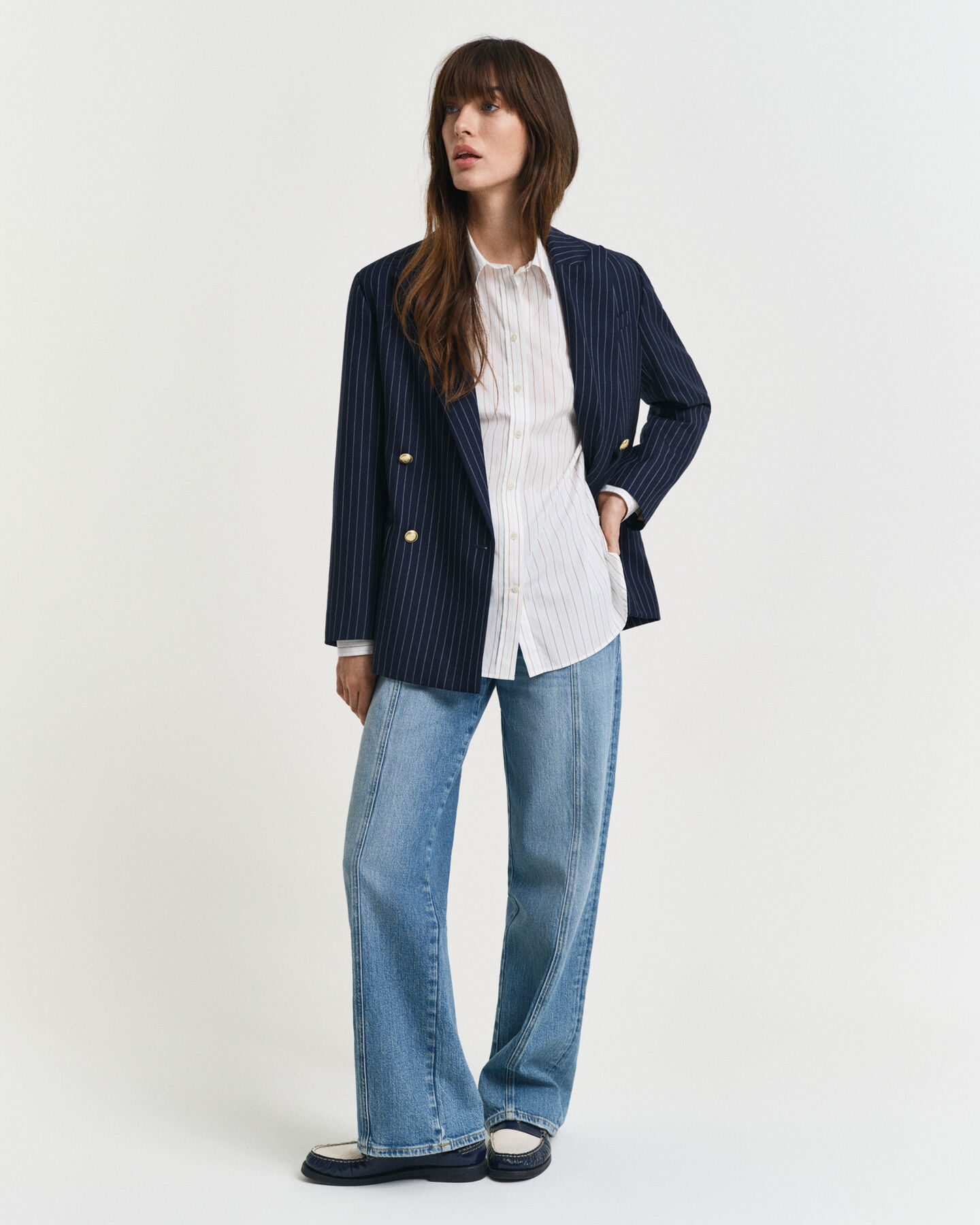 Relaxed fit randig skjorta med vid &auml;rm