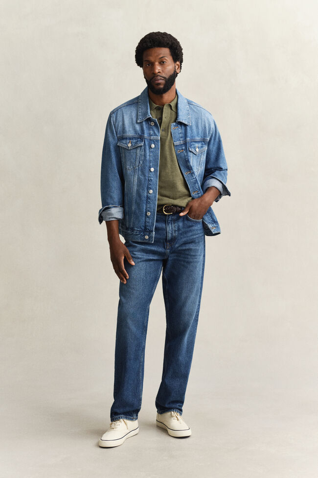 Kort&auml;rmad pik&eacute;tr&ouml;ja i grovspunnen bomullsblandning