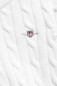 Girls kabelstickad tr&ouml;ja med sk&ouml;ldemblem