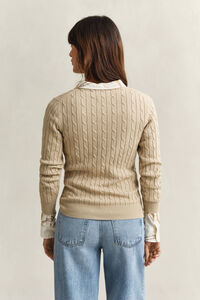 Kabelstickad tr&ouml;ja med rund hals