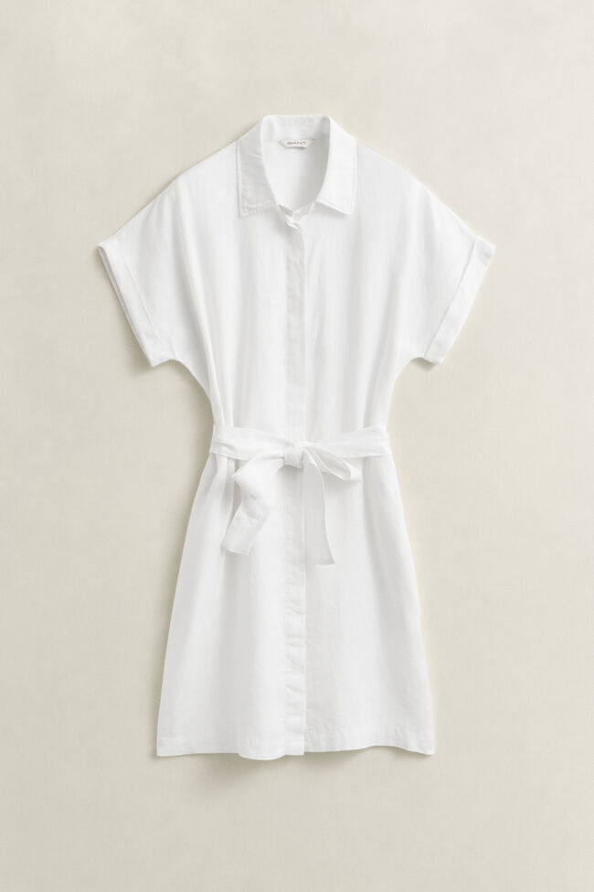 Skjortkl&auml;nning i linne med holk&auml;rm