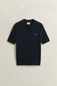 Kort&auml;rmad kabelstickad bomullstr&ouml;ja