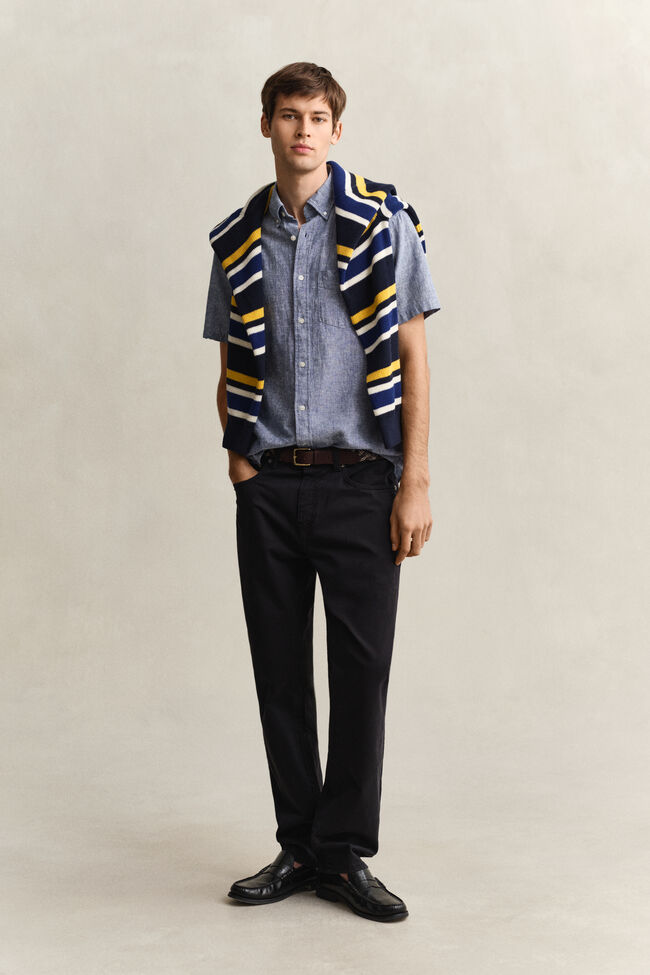 Kort&auml;rmad skjorta i linneblandning