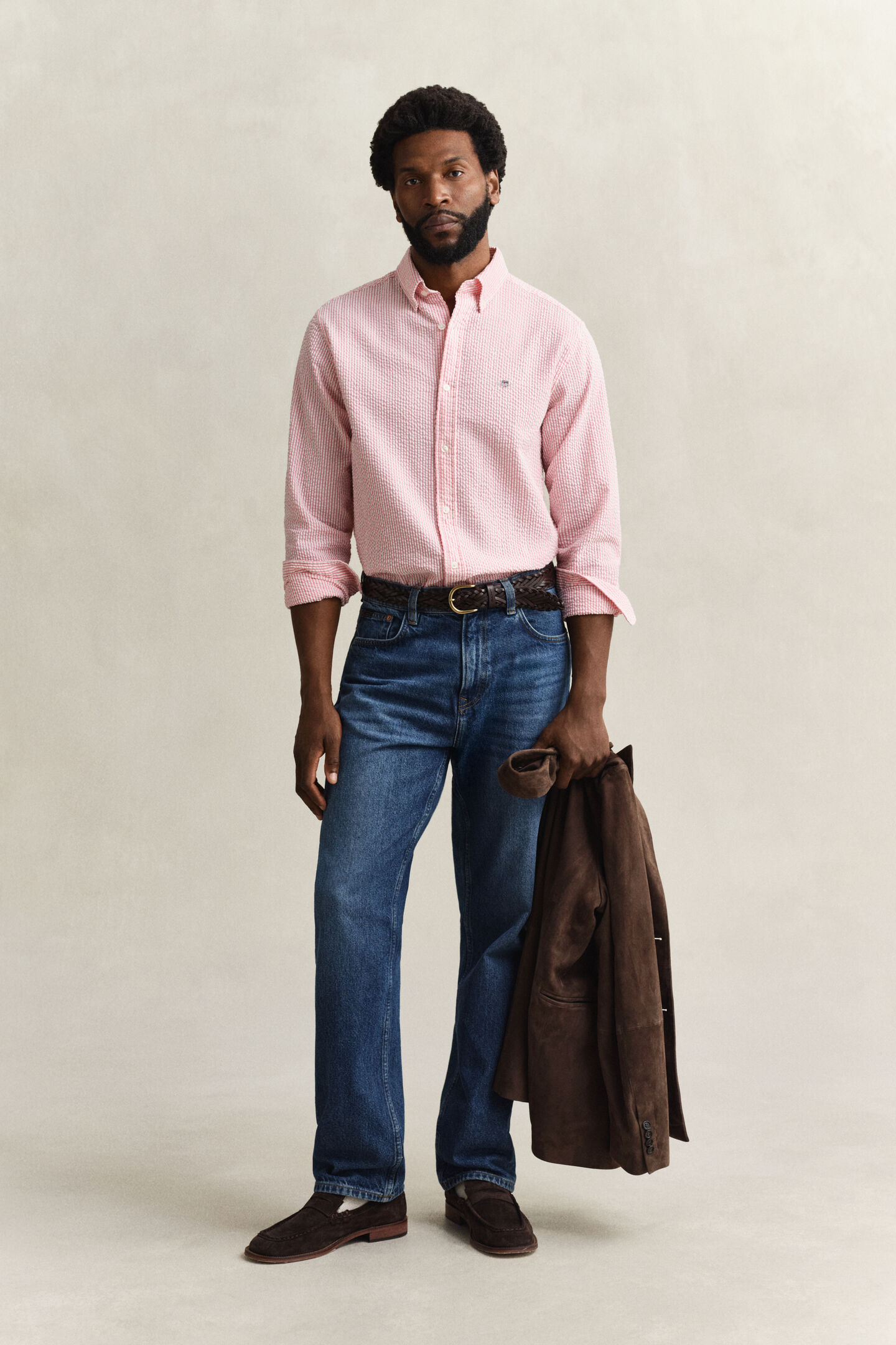 Regular fit randig skjorta i b&auml;ckeb&ouml;lja