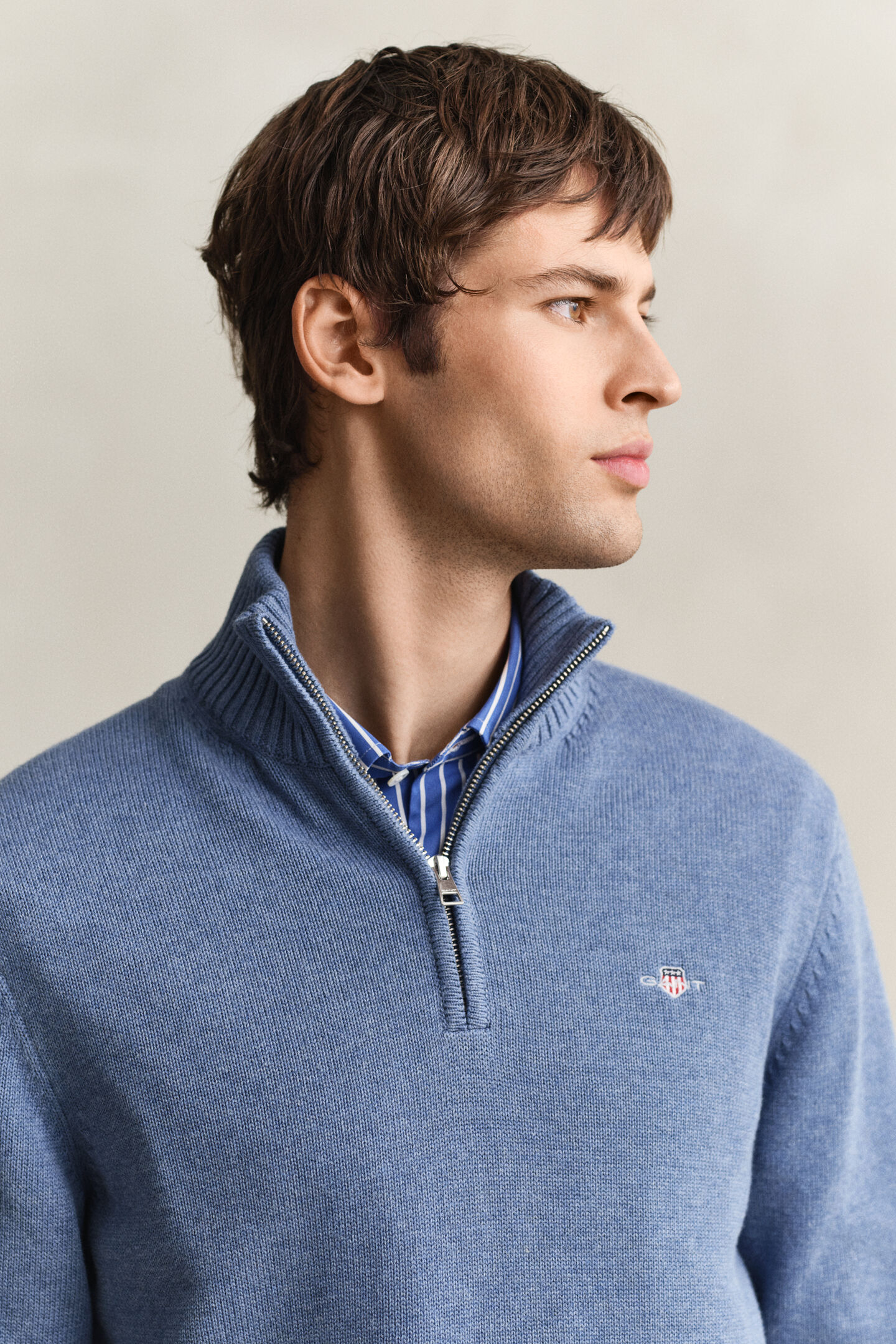 Casual Cotton tr&ouml;ja med dragkedja vid hals&ouml;ppningen